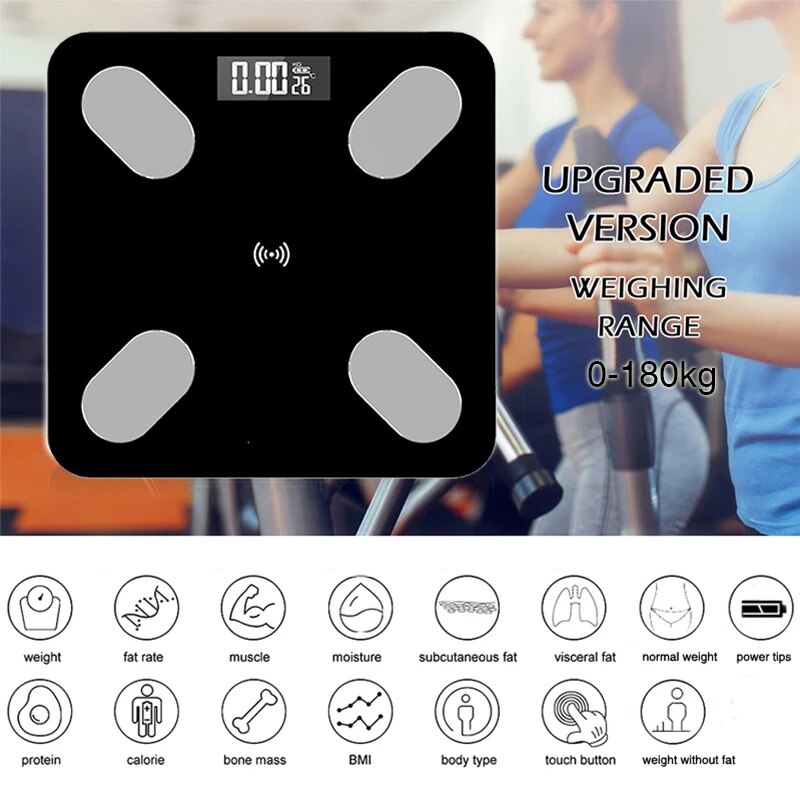 Bluetooth Body Fat Scale Smart Electronic Scales LED Digital Scales Bathroom Weight Scale Balance Body Composition Analyzer