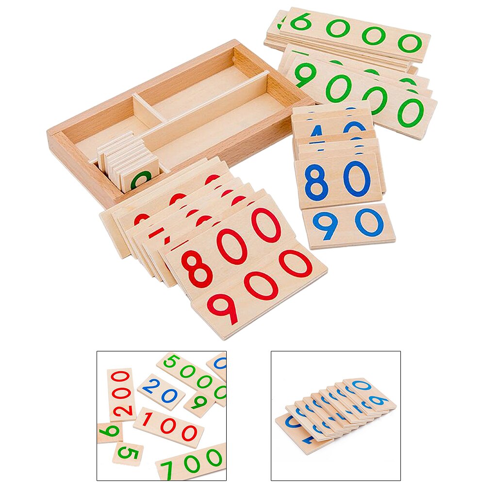 Bois Mathématiques Nombre Carte 1-9000 1-9 10-90 100-900 1000-9000 préscolaire Précoce