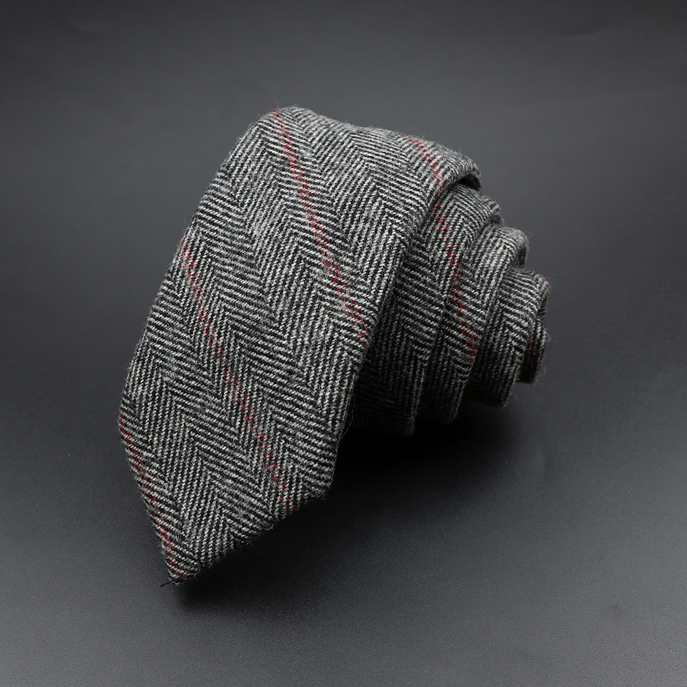 Klassisk brun grå rutig randig ullslips smal krage smal kashmir slips för man kostym fest casual accessoar kravat: 4