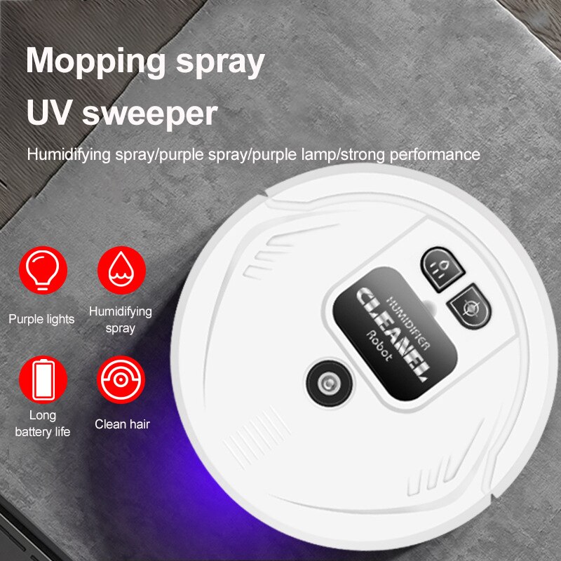 UV Disinfection Robot Sweeper Smart Rechargeable Auto Sweeping Robot Diffuser Strong Suction USB Charging Cordless Cleaning