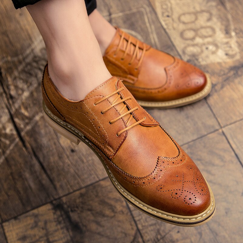 Chaussures pour hommes, chaussures habillées classiques, chaussures d'affaires formelles, chaussures en cuir rétro, chaussures richelieu pour hommes, chaussures à lacets, calzado hombre