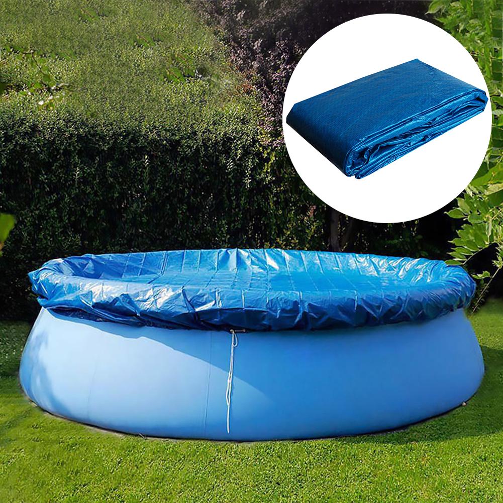 Poolkåpa damm regnbeständigt poolskydd blå rund presenning tålig för familjens trädgårdspooler pool och tillbehör