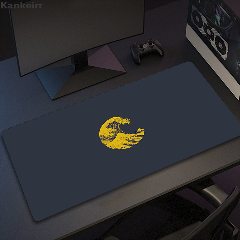 Podkładka pod mysz dla graczy czarno-biała podkładka pod mysz Great Wave XXL mechaniczna podkładka pod klawiaturę antypoślizgowy dywan podkładki pod mysz z naturalnej gumy 90x40: S / Srebrny