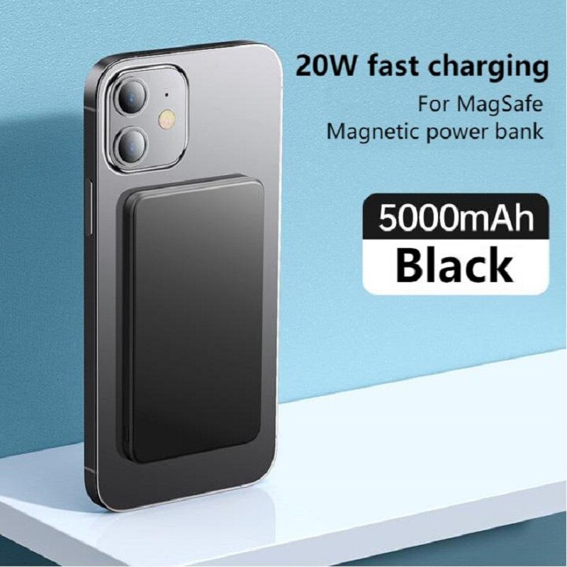 Arvin Power Bank 15W Draadloze Magnetische Power Pack Pd 20W Snel Opladen Draagbare Externe Batterij Oplader Voor Iphone 12 12Pro Max: Black