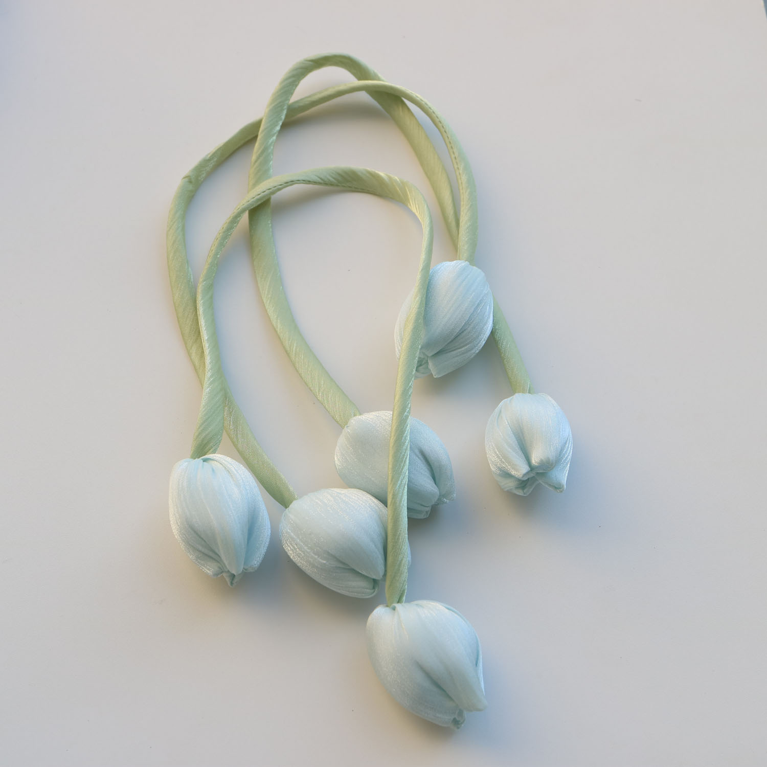 Lote de 3 parches de tulipán y flores bordados DIY para ropa, parches bordados de ganchillo, bolsas, parches decorativos, apliques: Azul