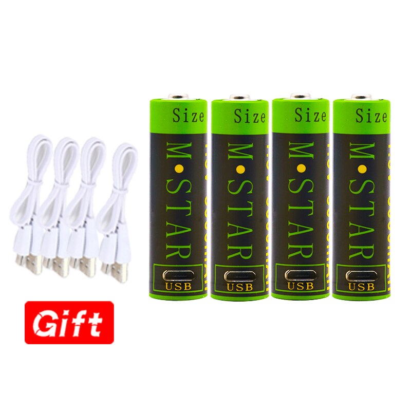 Batteria AA Ricaricabile - 3000mAh Li-ion Polimero - Carica USB - Singola, 2, 3 o 4 Pezzi