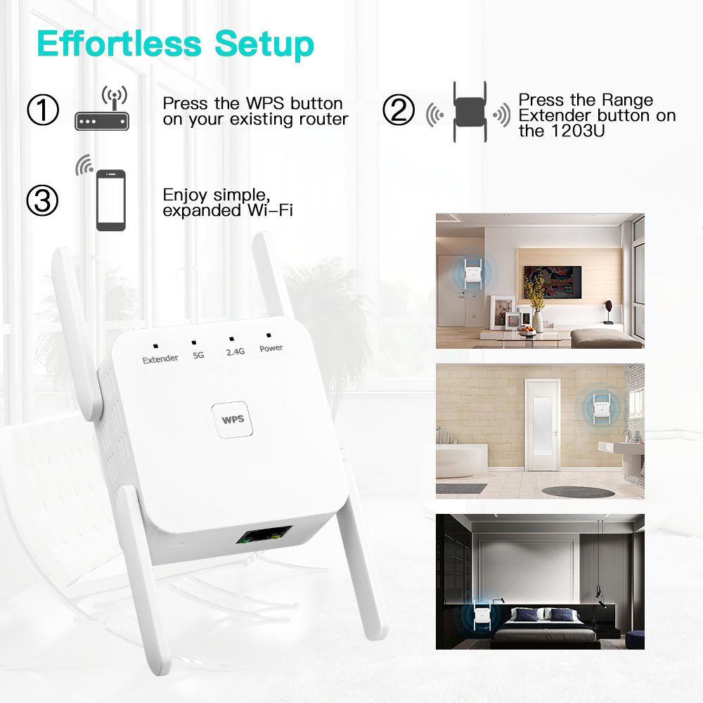 2,4g/5GHz WLAN-Repeater 1200m WLAN-Router ap wps WLAN-Verstärker Range Extender Signal Booster Wlan Networking Expander