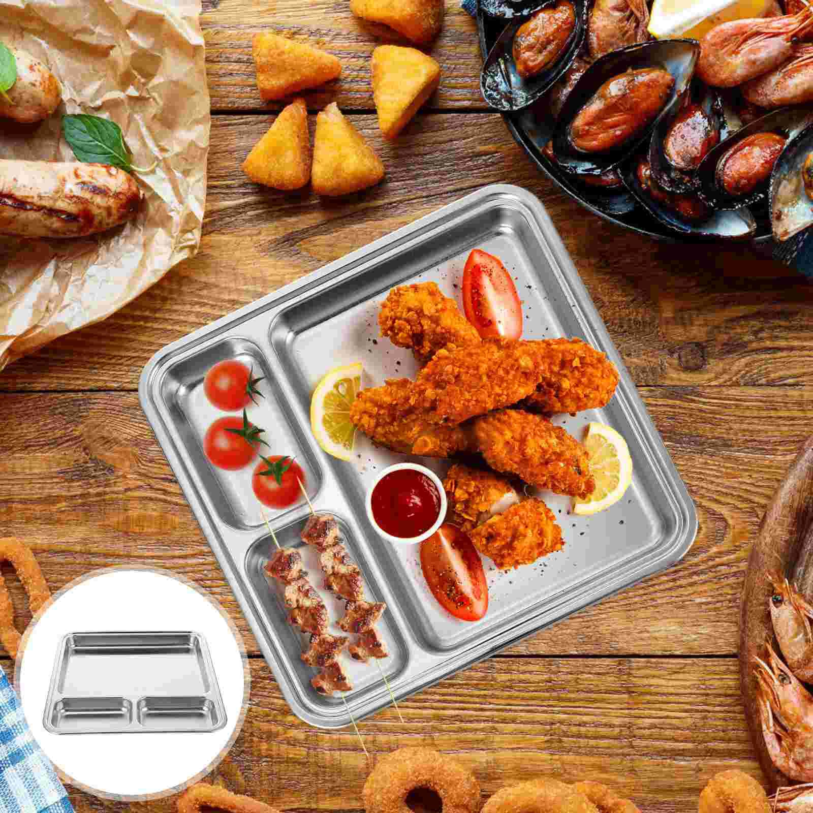 1Pc Practical Convenient Food Plate Multi-grids Barbecue Plate