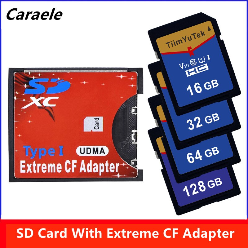 SD to CF Card Adapter SDHC SDXC to Standard Compact Flash Type I Card Converter UDMA Card Reader With SD Card 16GB-128GB