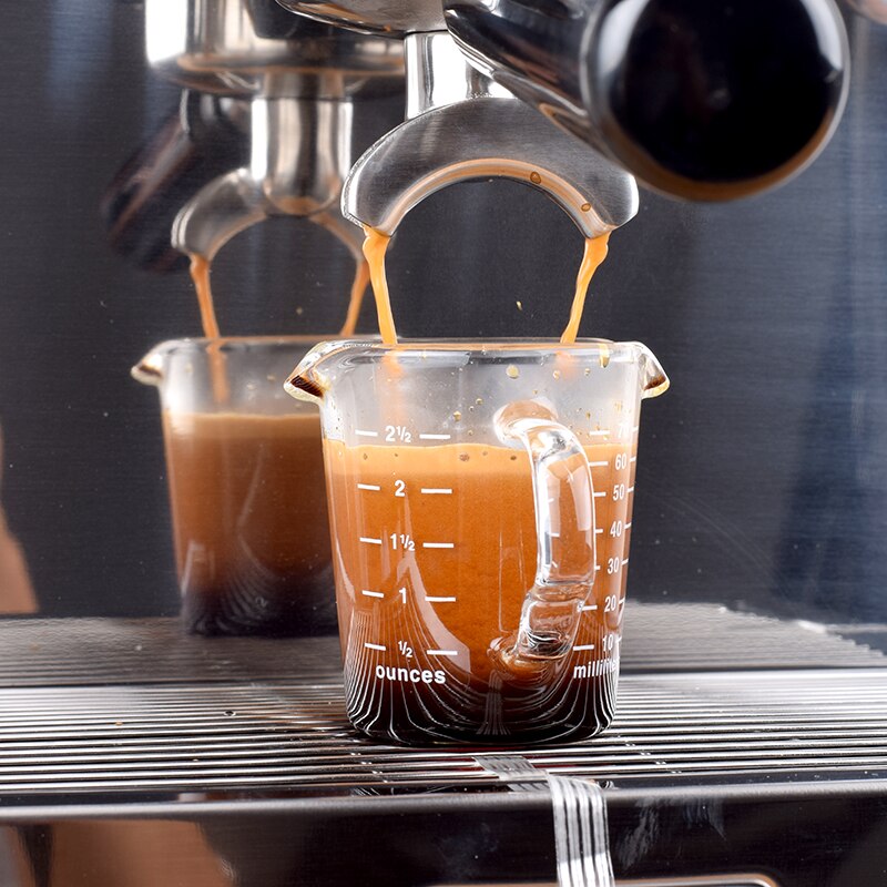 Jarra medidora de vidrio resistente al calor para café espresso taza de onzas de doble boca 70ml taza pequeña de leche