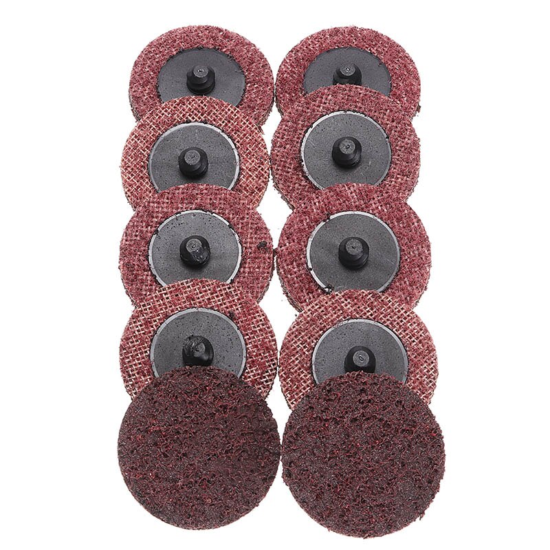 10Pcs 2" 50mm Sanding Roloc Discs Scotch Brite Roll Lock Surface Coarse Pads 60/80/100/150/180/240 Grit For Polishing: Red