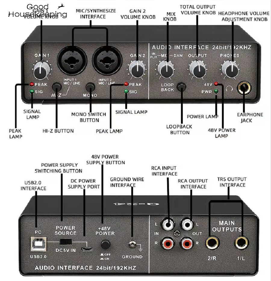 Q-24 Usb Audio Interface Gitaar Pro Audio Apparatuur Computer Gratis Drive Usb Externe Geluidskaart Professionele Draagbare Video