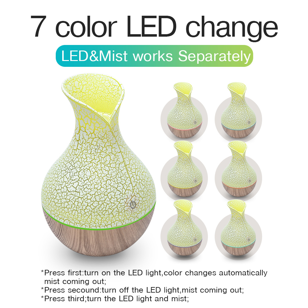 Air Humidifier Wood Mini Ultrasonic Diffuser Air Purifier Essential Oil Aroma Diffuser LED Light Night Air Freshener for Home