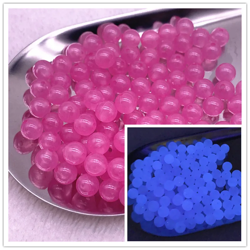 6-8-10mm sterke selvlysende perler som lyser i mørket, løse avstandsperler til merking av smykker, gjør-det-selv halskjede og armbånd: Lyserosa / 13mm