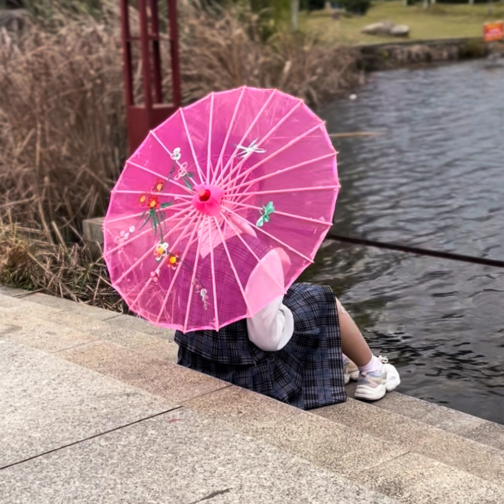 Transparent Silk Umbrella Dance Craft Umbrella Photography Decoration Ceiling Ancient Costume Prop Umbrella Women Hanfu Cosplay