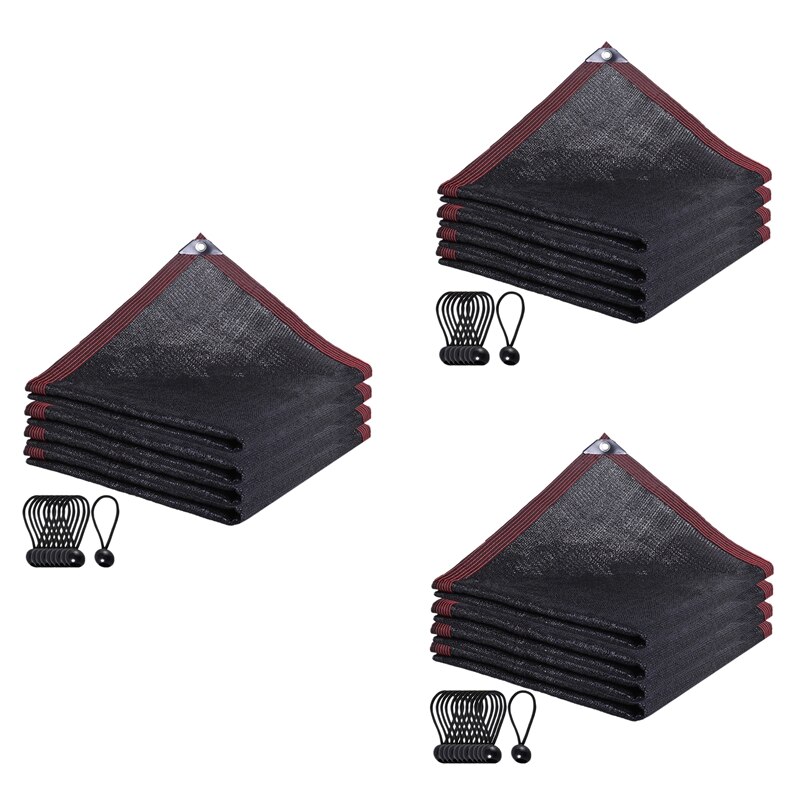 Tela de sombra negra para plantas, Red de sombra con ojales, malla de sombra de jardín para cubierta de plantas, suculentas, Patio de piscina, 90%
