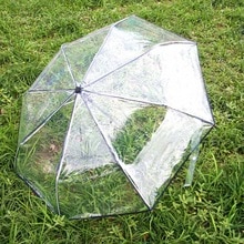 Transparante Automatische Paraplu voor Vrouwen en Kinderen Diameter 93 cm Drie Vouwen Winddicht Zonnige en Regenachtige Paraplu