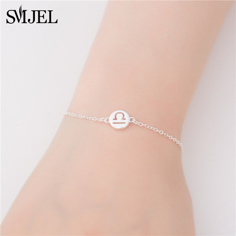 SMJEL Personalize 12 Constellation Zodiac Sign Bracelets for Women Girl Cancer Leo Virgo Libra Women Men Jewelry pulsera mujer: SL058 Libra