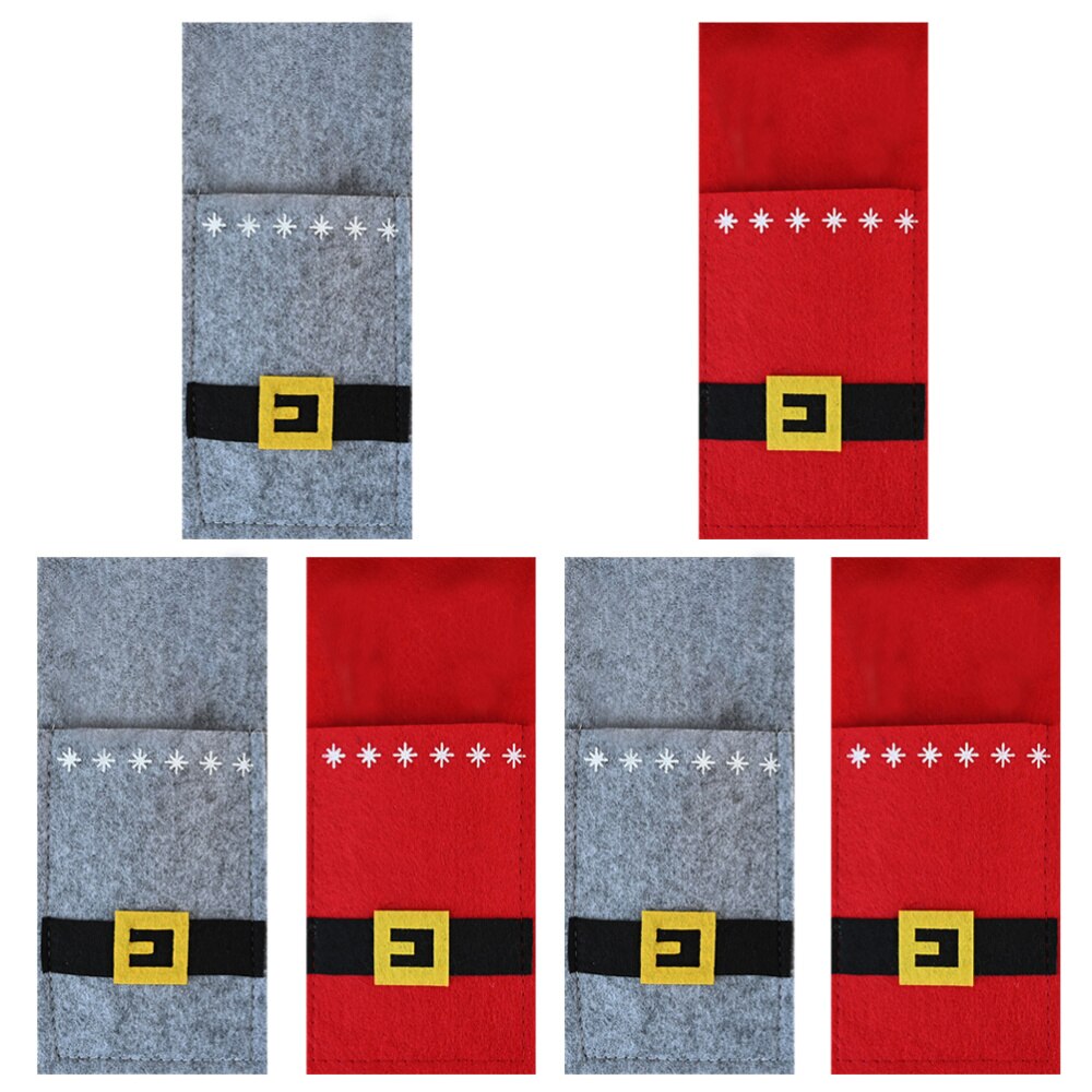 3 stuks kerst bestektas vorkhoes zilverwerktas bestekhouder (roodgrijs)