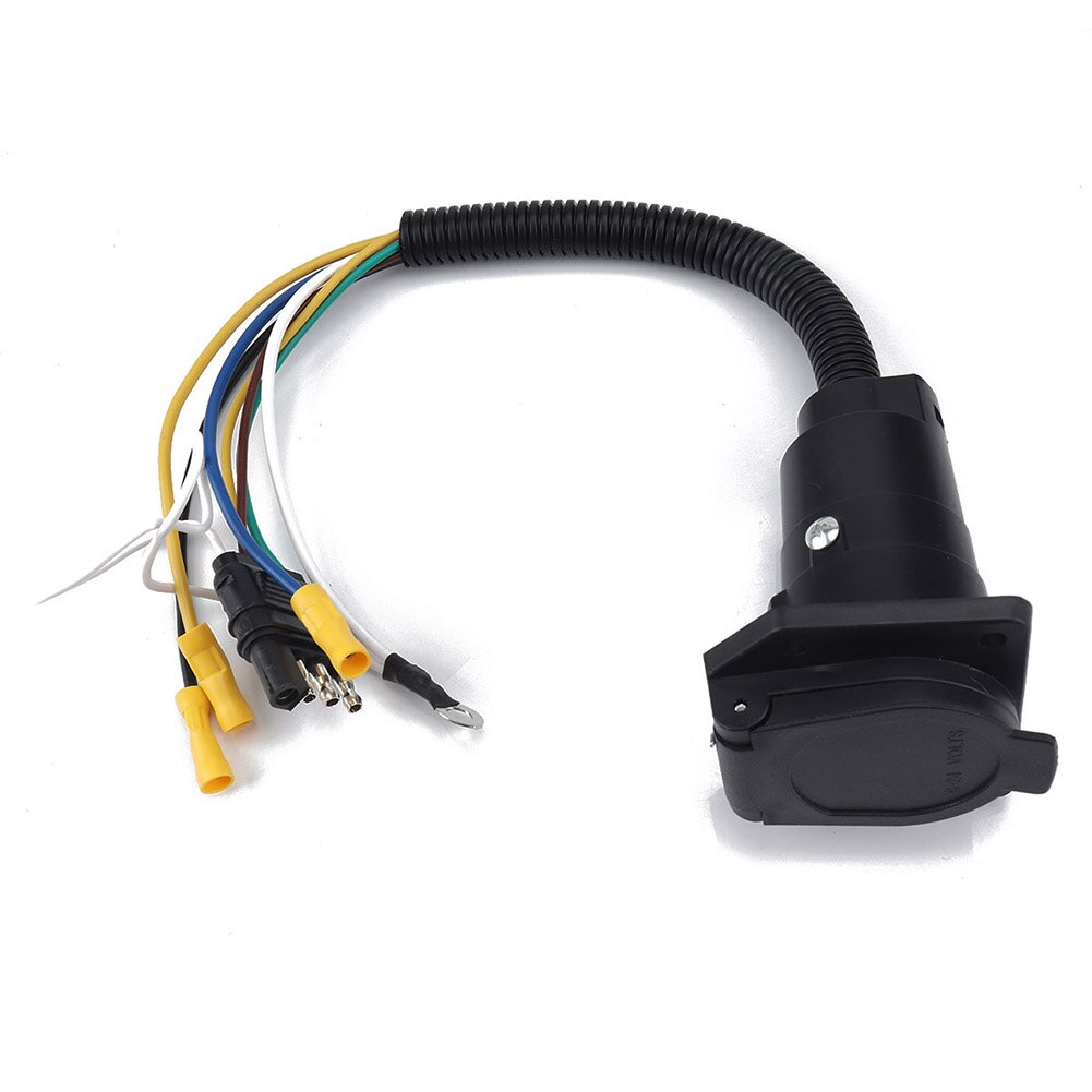 12V 4-Way Flat to 7 Way Round RV Blade Wiring Adapter Trailer Hitch Plug with Bracket Trailer Adapter Tool
