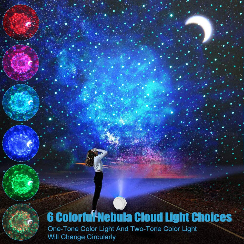 Starry Sky Projector Light LED Nebula Cloud Night Light Voice Control Ocean Waving Light Rotation Projection Lamp for Kids