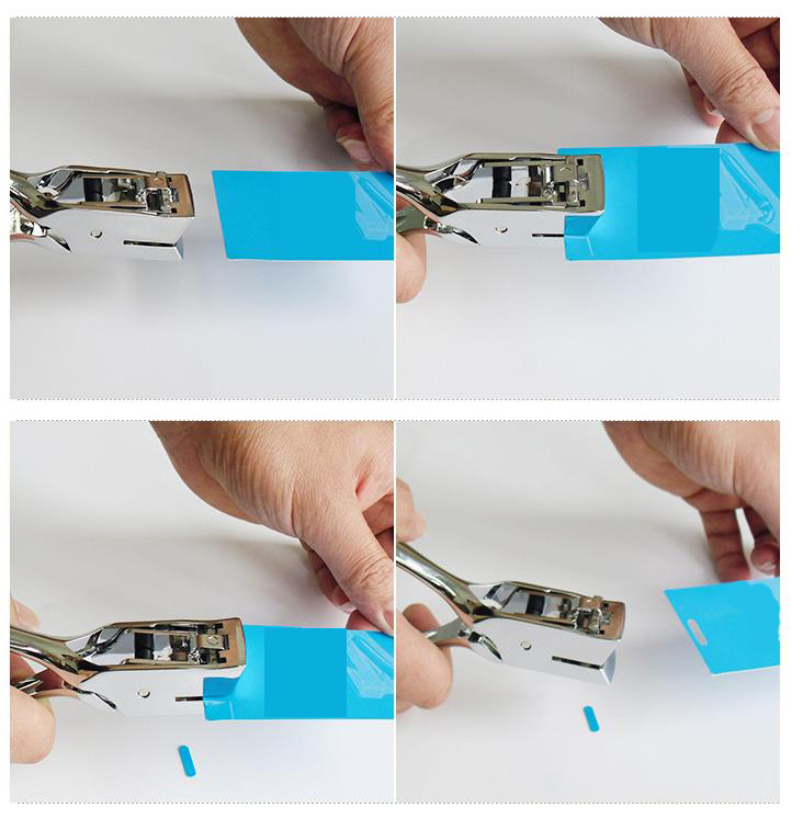 Slot Perforator Id Card Badge Foto Punch Hand Held Metal Staal Tool Silver