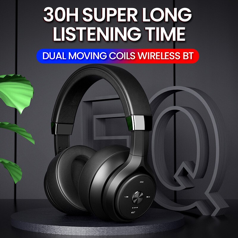 Picun-auriculares inalámbricos P28X con Bluetooth 5,0, cuatro núcleos, doble bobina móvil, graves, con micrófono
