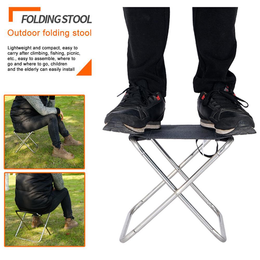 Mounchain Stainless Steel Spring Folding Chair Outdoor Sports Fishing Chair Hiking Camping Barbecue Folding Stool Equipment