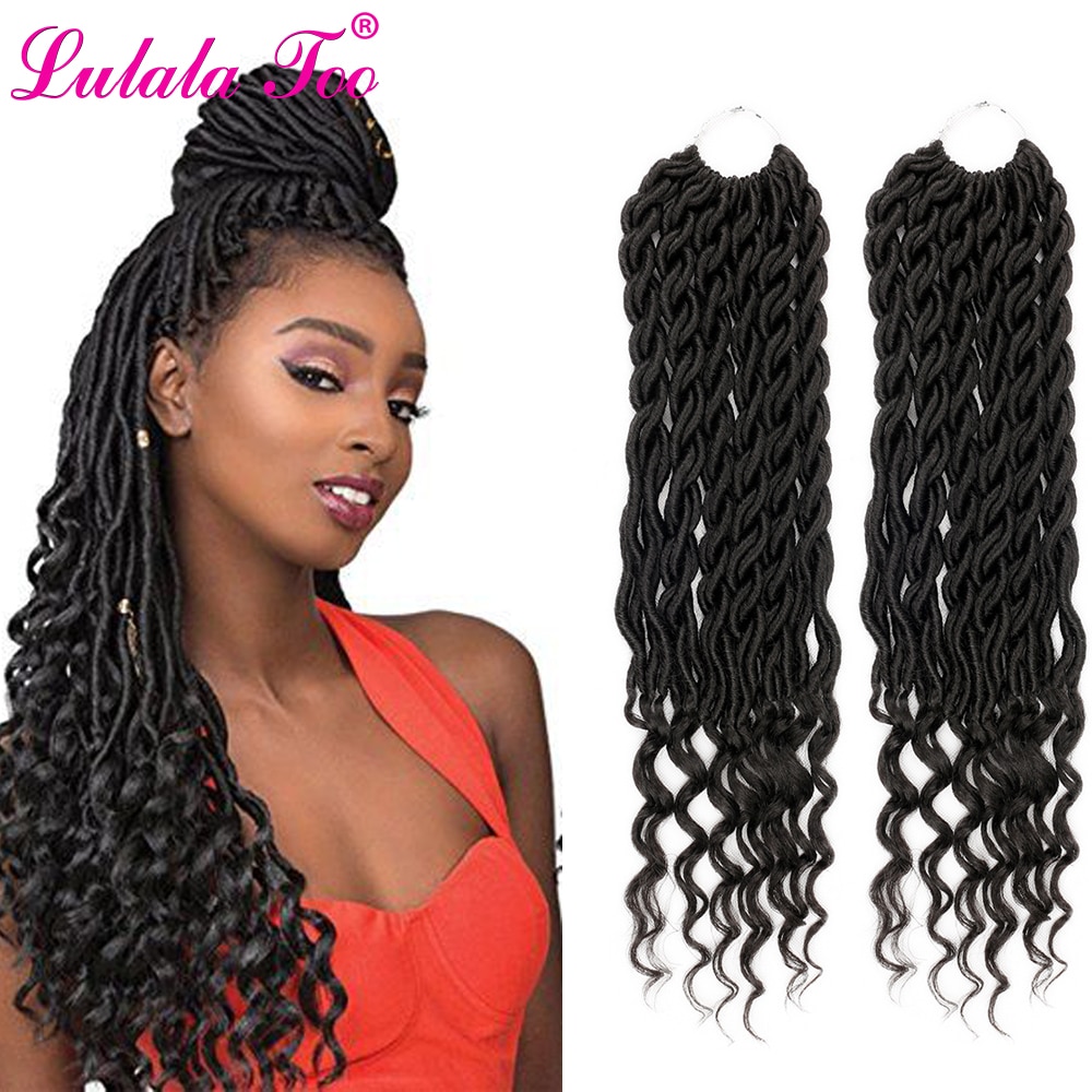 Faux Locs Curly Crochet Braid Hair 18inch 24 Strands Bohemian Ombre Braiding Hair Extensions Synthetic Crochet Hair for Women