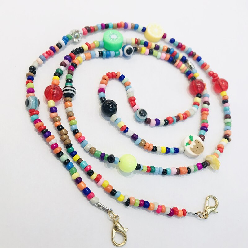 Cadena de perlas simulada para mascarilla de mujer, cadena de cuentas con cadenas para gafas de sol