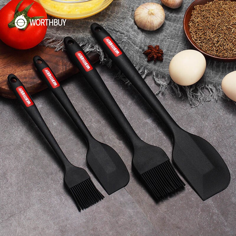 WORTHBUY Silicone Pastry Brushes Spatula Set Heat-Resistant Non-Stick Cake Oil Brush For Baking BBQ Kitchen Cooking Utensils Set