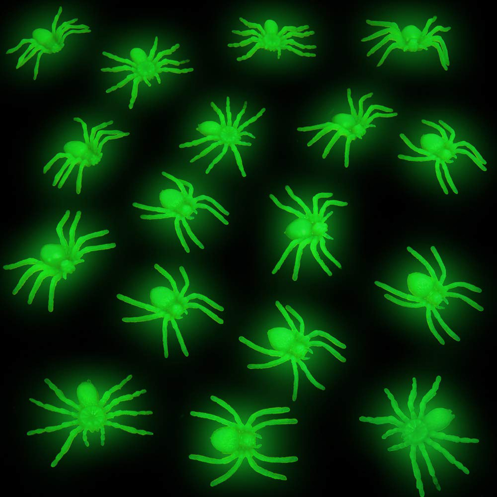 20PCS Mini Luminous Plastic Spiders Simulated Spider Decoration for Halloween Funny Joke Parties House Prop Festival Supplies