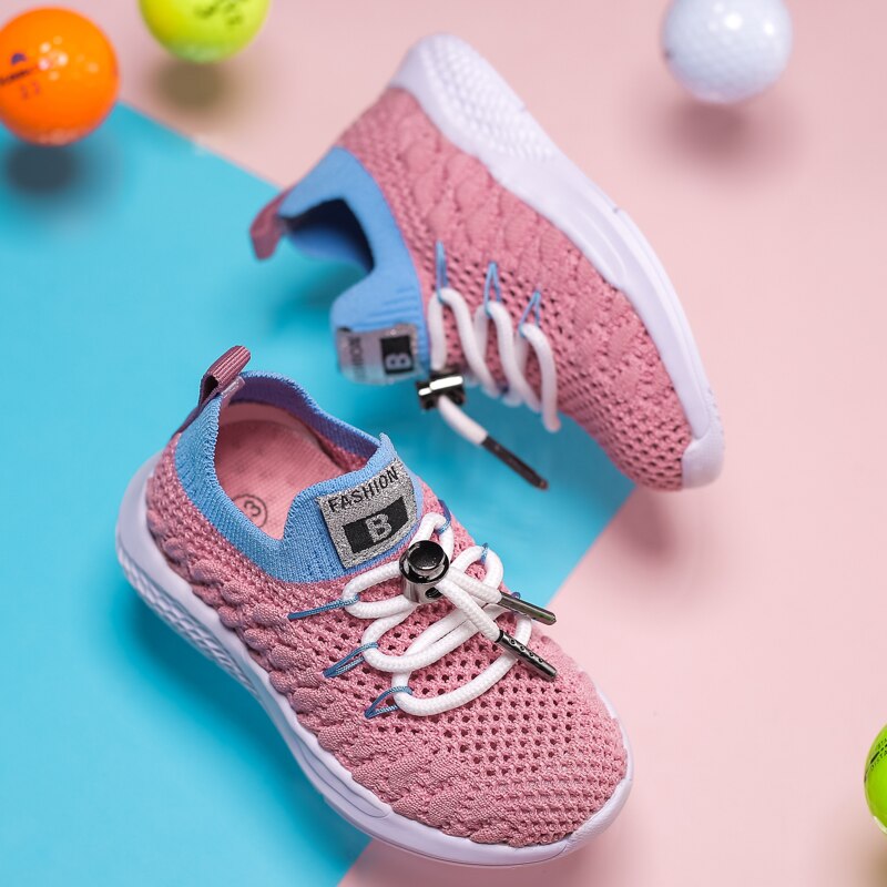 Gutt jenter lette og varme joggesko barn mesh metallknapp løping sport joggesko chaussure lumineuse pour garcon