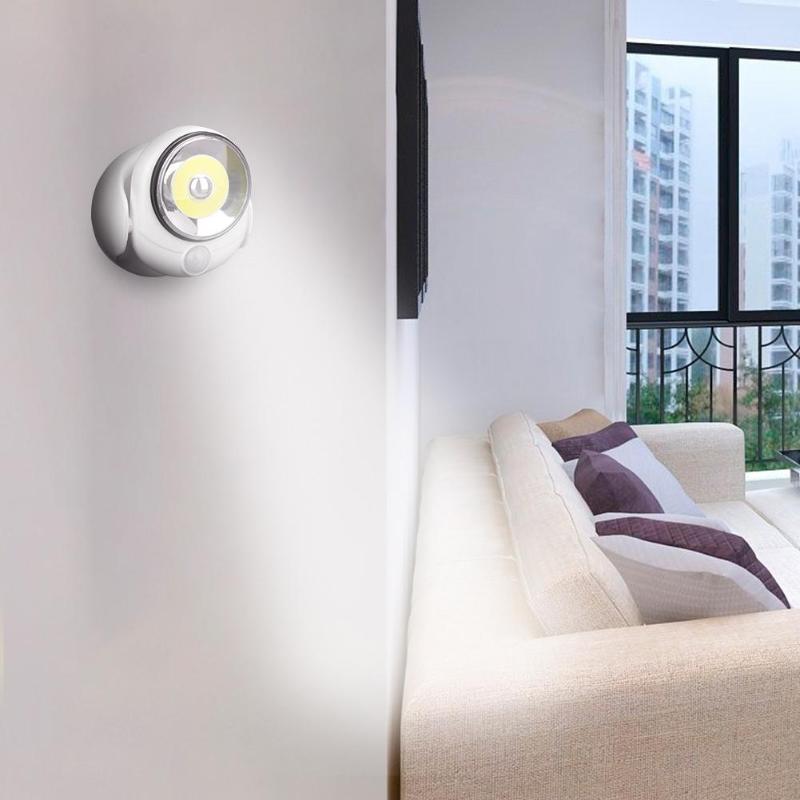COB luz LED con sensor de movimiento 180 grados de rotación pasillo escalera camino de la noche lámpara con tres agujeros colgantes en el lado inferior