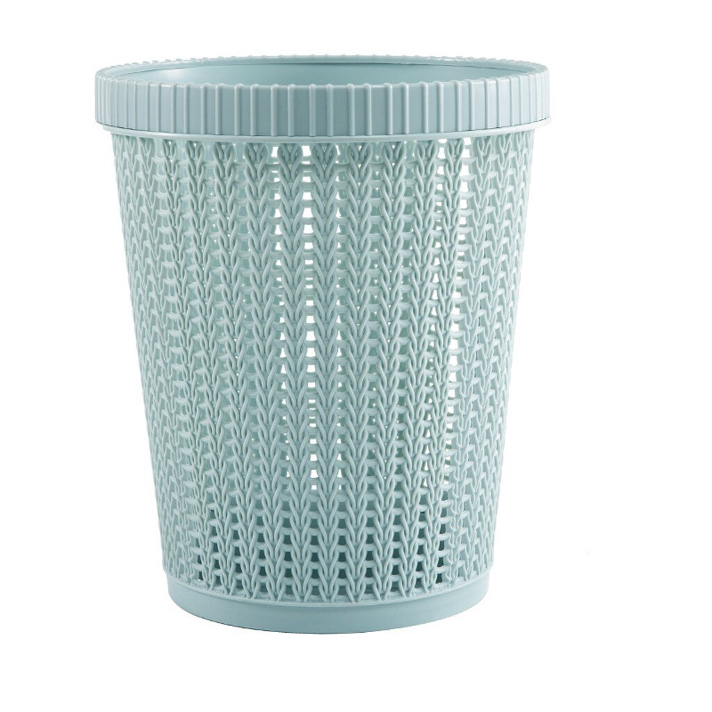 Plastic Trash Can Kitchen Home Trash Can Debris Storage Hollow Trash Can Garbage Bucket Waste Garbage Bag Dispenser: Blue