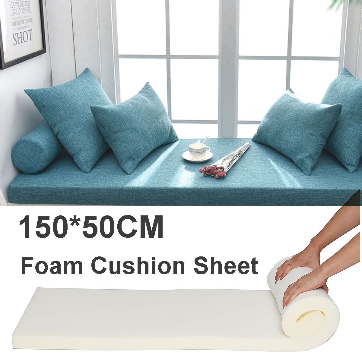 3 Size High Density Seat Cushion Foam Rubber Replacement Polyurethane Upholstery Cushion Pad White Firm Foam Sheet Cushion Pads