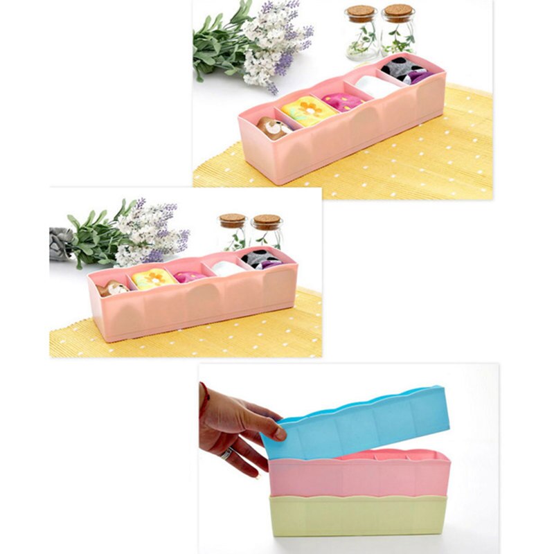 5 Compartment Multi-Purpose Underwear Bra Tie Drawer Storage Box Clothes Organizer Socks Case for Ties Bedroom