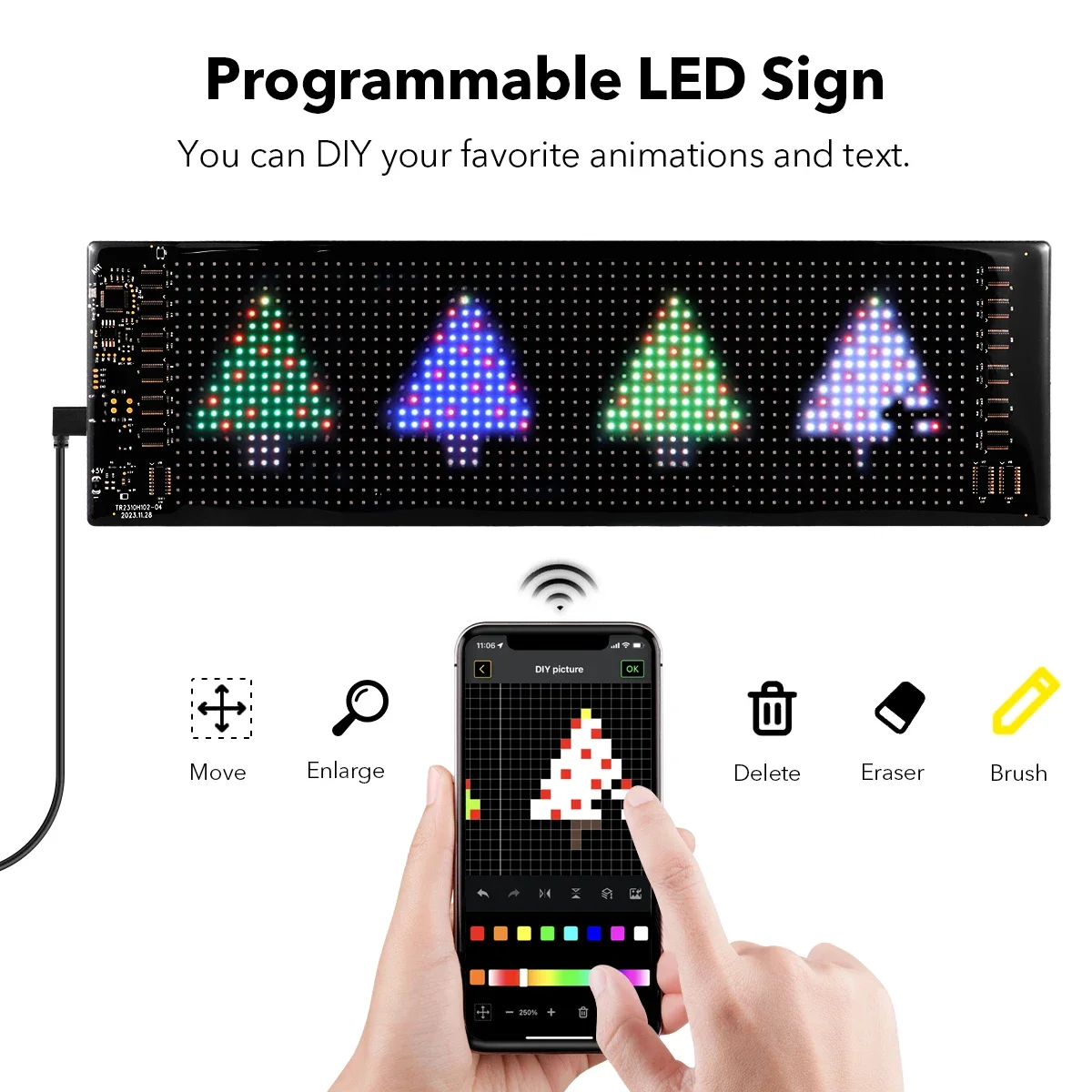 Scrollende reklame led-skilt led-øjne til lastbil usb-appstyring brugerdefineret tekstmønster programmerbart display lastbil bil djævleøje