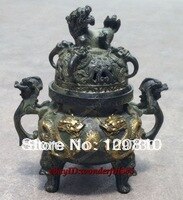 GG 008 China Collectie Vintage Bronzen Beelden Gilt Dragon geluk Wierookbrander/Censer
