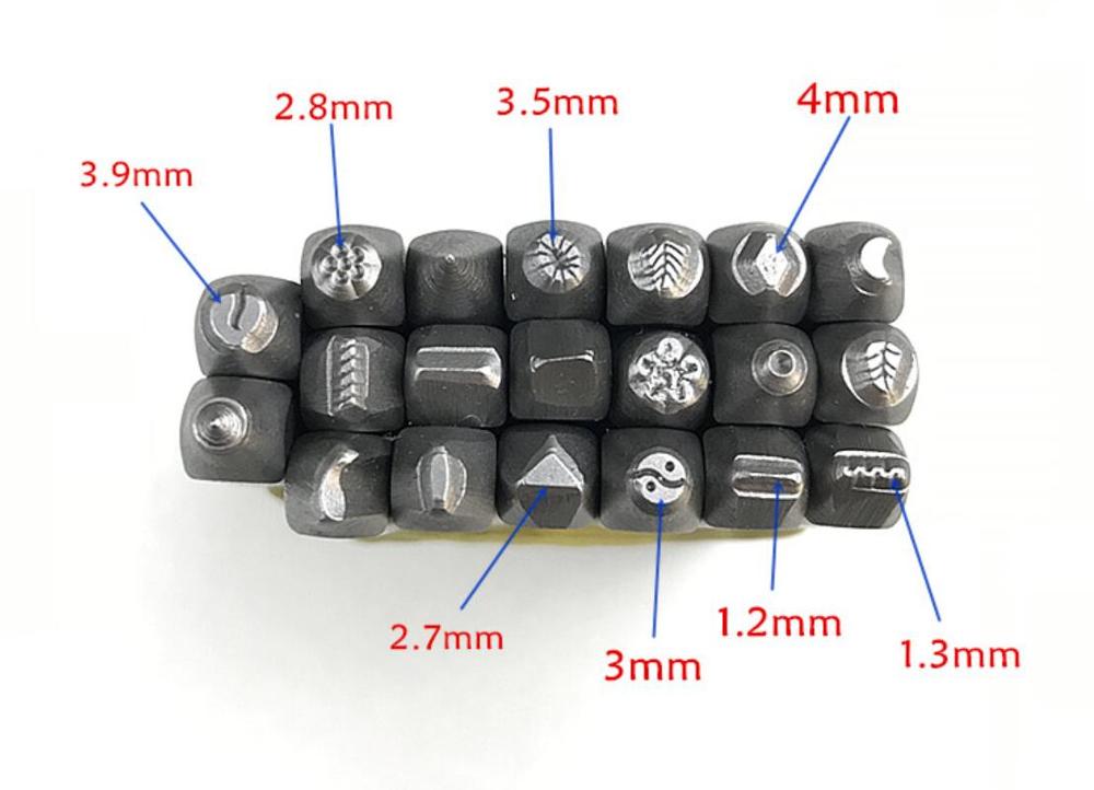 Set van 20 stalen ponsen voor het bedrukken van leer, bloemensieradenponsen en sieradengereedschap