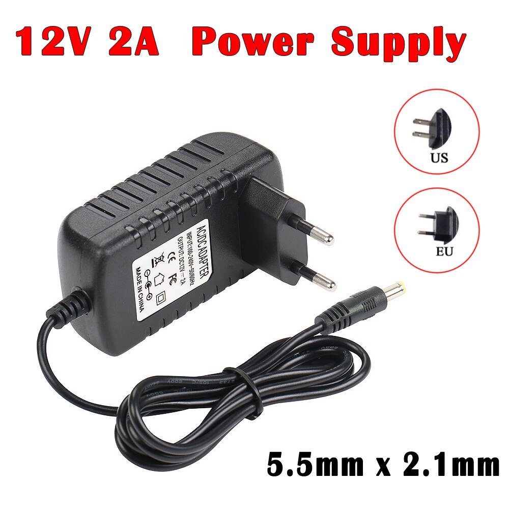 DC 12V 2A Power Supply DC12V Adapter 2A Transformer AC 110V 220V 240V to DC 12 Volts Converter For Security CCTV Camera NVR DVR