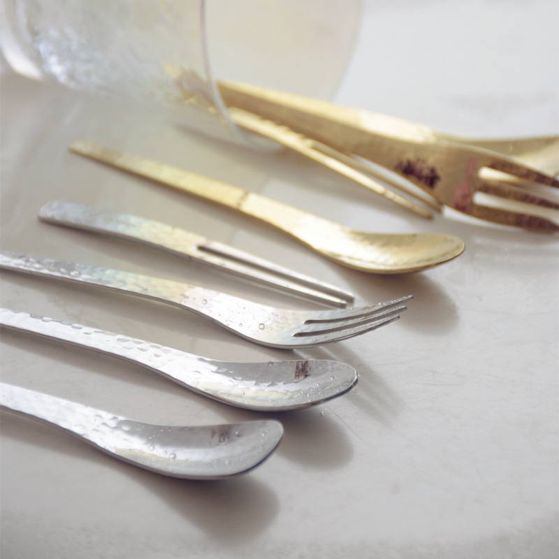 304 japanischen Stil Metall Geschirr Hammer Gittergewebe Löffel Kuchen Obst Gabel Edelstahl Nachtisch Kaffee Löffel Teelöffel