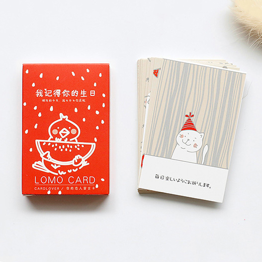 28pcs Cartoon Lomo Cards Mini Postcard Greeting Cards Postcards Letter Pads Birthday Envelope Message Card Set: H
