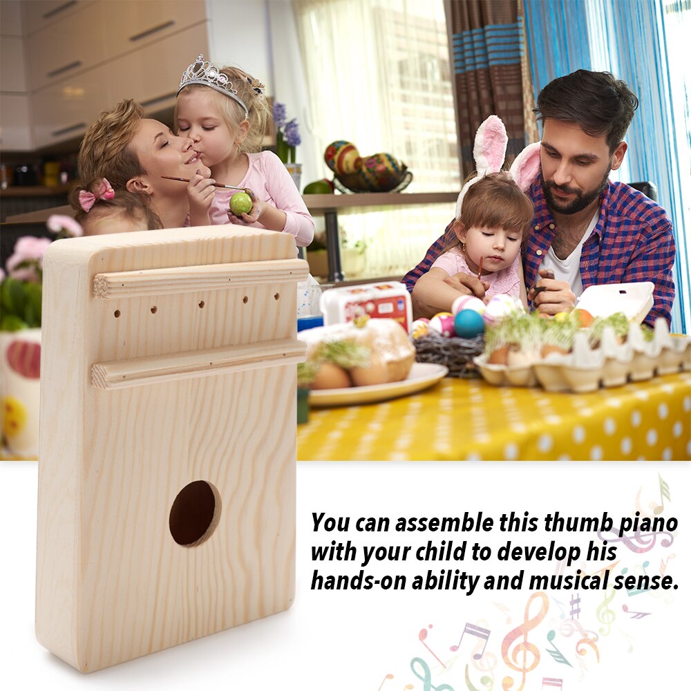 Eenvoudige Montage 17 Toetsen Kalimba Handwerk Diy Kit Hout Vinger Duim Piano 10-Key Kalimba Voor Kinderen Kids Toetsenbord instrument