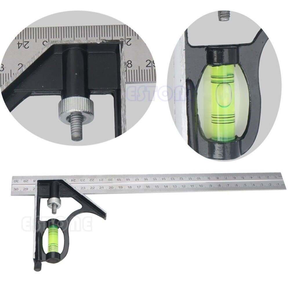 300mm(12") Adjustable Engineers Combination Try Square Set Right Angle Ruler