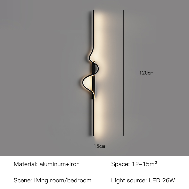 Minimalistisk led-væglampe til sengebord, stue, soveværelse, trappe, korridor, køkken, butik, tv, baggrund, moderne, sort, natbelysning: M / Natur hvid (3500-5500k) / Rød