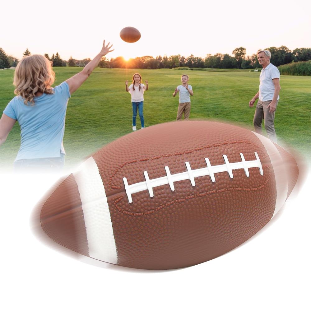 1pc de la PU suave balón de Rugby de espuma marrón Anti-estrés Rugby fútbol pelota de juguete adiestramiento al aire libre fútbol americano para aliviar el estrés