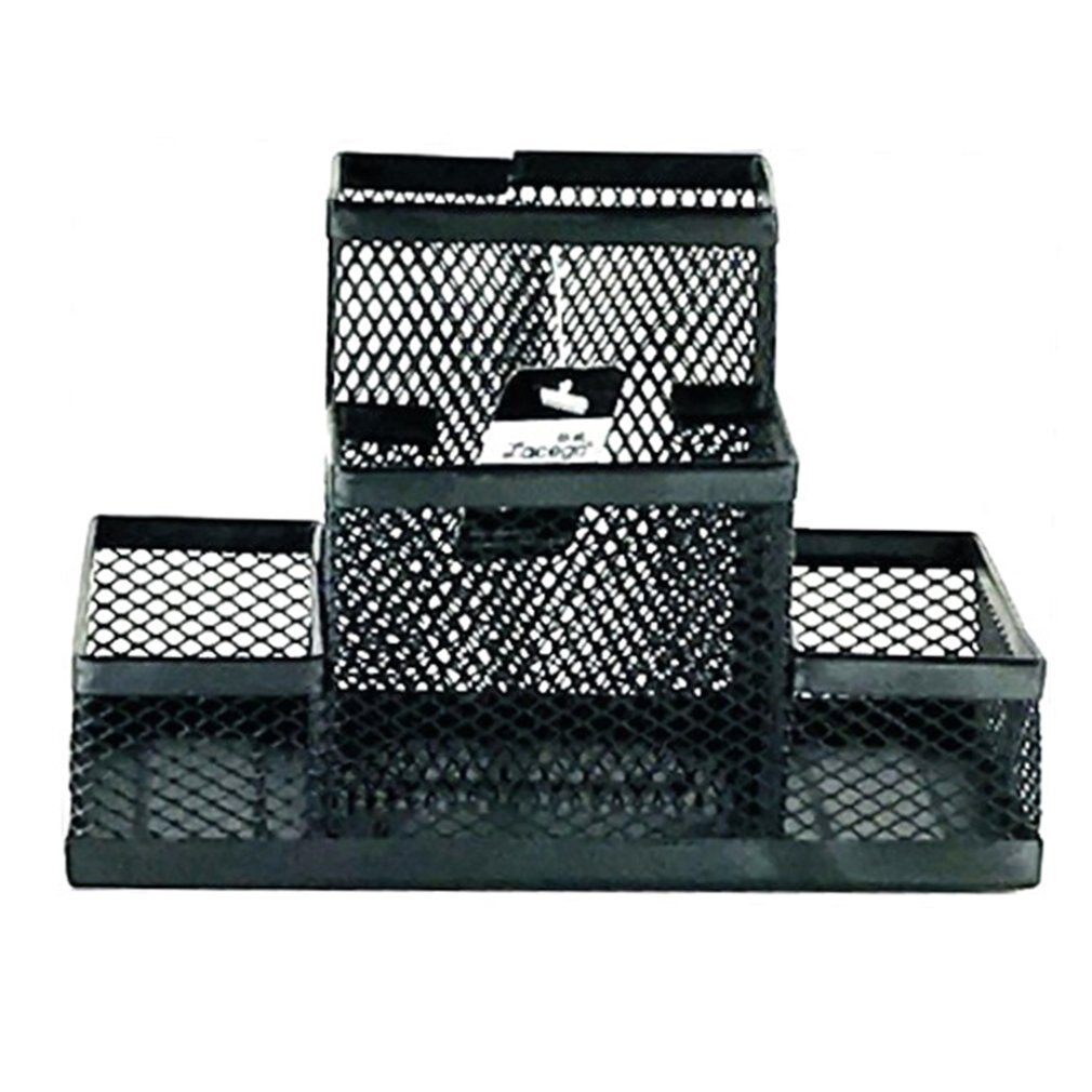 4-In-1 Desk Organizer Pencil Pen Holder Metal Hollow Mesh Wire Organizador De Escritorio Lapices Office Desk Accessories No Rust