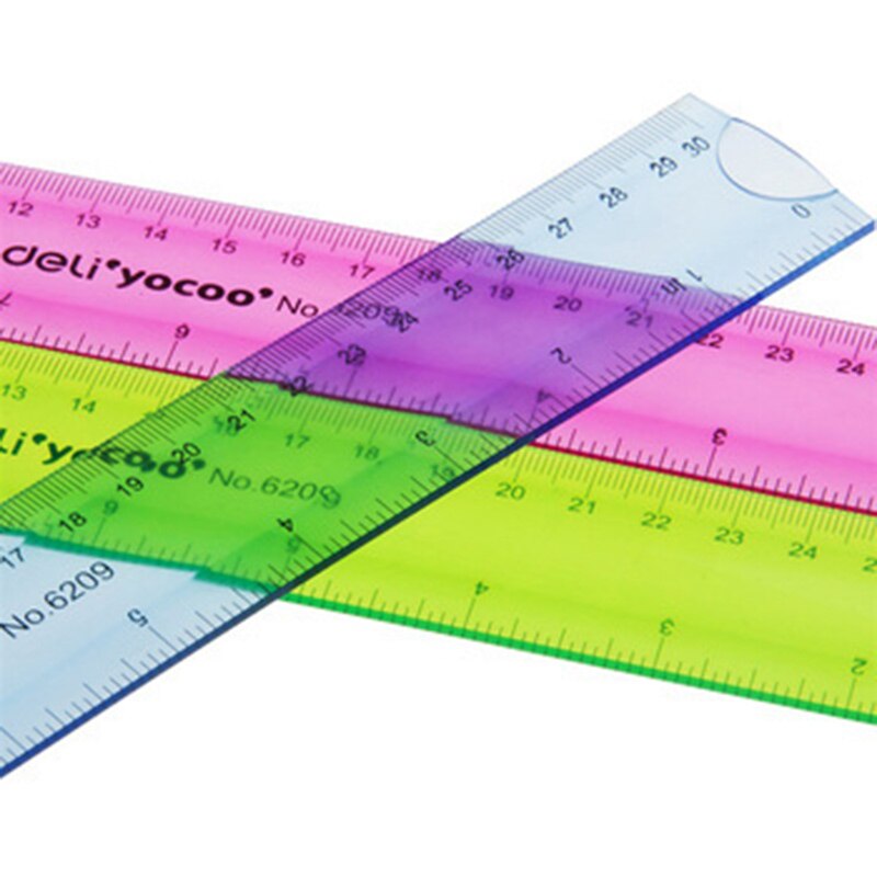 Regla flexible multicolor para estudiantes, cinta métrica de 20cm x 30cm, regla recta, material escolar de oficina