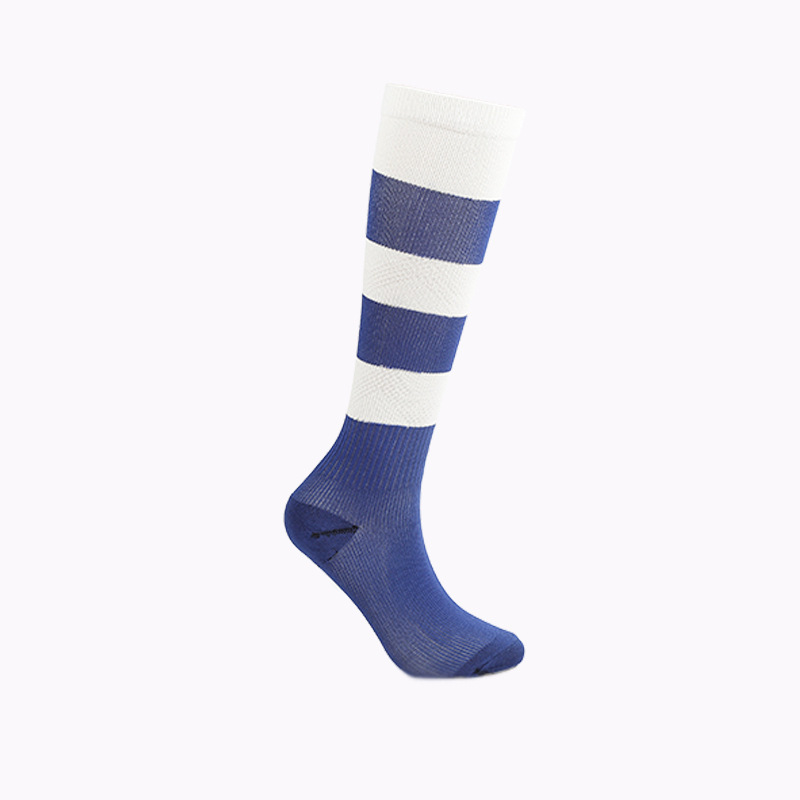 5 Pairs/Lot Adult Non-slip Knee-high Football Soccer Socks Striped Long Compression Socks Sports Cycling Socks for Men Women: Blue / S/M